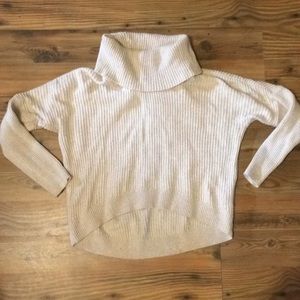 High-low creme turtleneck/cowl  sweater